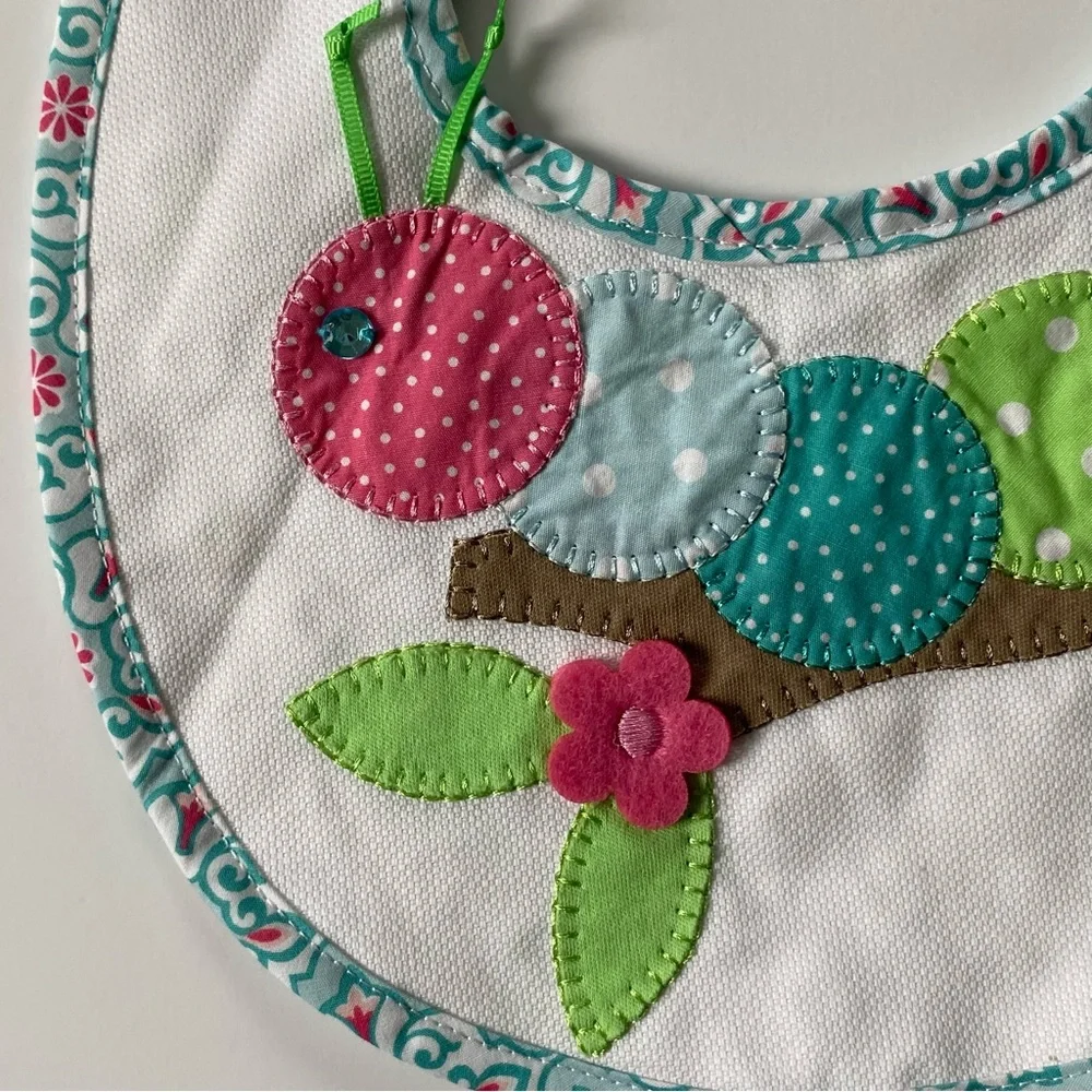 Mud Pie Bib Caterpillar NEW NWT baby infant bugs nature white bib patchwork